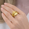 Anillo Elegante 01.381.0004 Oro Laminado, Diseño de Estrella y Concha, Pulido, Tono Dorado (Talla Unica)