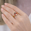 Anillo Elegante 01.381.0007 Oro Laminado, Diseño de Mariquita, Esmaltado Rojo, Tono Dorado (Talla Unica)