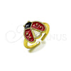 Anillo Elegante 01.381.0007 Oro Laminado, Diseño de Mariquita, Esmaltado Rojo, Tono Dorado (Talla Unica)
