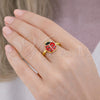 Anillo Elegante 01.381.0009 Oro Laminado, Diseño de Mariquita, Esmaltado Rojo, Tono Dorado (Talla Unica)