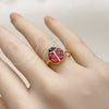 Anillo Elegante 01.381.0009 Oro Laminado, Diseño de Mariquita, Esmaltado Rojo, Tono Dorado (Talla Unica)