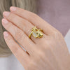 Anillo Multi Piedra 01.381.0011 Oro Laminado, Diseño de Estrella y Caracol, con Zirconia Cubica Blanca, Pulido, Tono Dorado (Talla Unica)