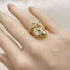 Anillo Multi Piedra 01.381.0011 Oro Laminado, Diseño de Estrella y Caracol, con Zirconia Cubica Blanca, Pulido, Tono Dorado (Talla Unica)