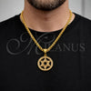 Dije Religioso 05.342.0234 Oro Laminado, Diseño de Estrella de Davi, con Zirconia Cubica Blanca, Pulido, Tono Dorado