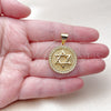 Dije Religioso 05.342.0237 Oro Laminado, Diseño de Estrella de Davi, con Zirconia Cubica Blanca, Pulido, Tono Dorado