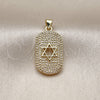 Dije Religioso 05.459.0001 Oro Laminado, Diseño de Estrella de Davi, con Micro Pave Blanca, Pulido, Tono Dorado