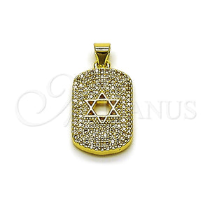 Dije Religioso 05.459.0001 Oro Laminado, Diseño de Estrella de Davi, con Micro Pave Blanca, Pulido, Tono Dorado