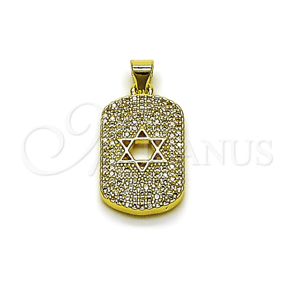 Dije Religioso 05.459.0001 Oro Laminado, Diseño de Estrella de Davi, con Micro Pave Blanca, Pulido, Tono Dorado