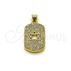 Dije Religioso 05.459.0001 Oro Laminado, Diseño de Estrella de Davi, con Micro Pave Blanca, Pulido, Tono Dorado
