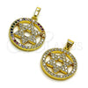 Dije Religioso 05.459.0002 Oro Laminado, Diseño de Estrella de Davi, con Zirconia Cubica Multicolor y Blanca, Pulido, Tono Dorado