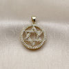 Dije Religioso 05.459.0003 Oro Laminado, Diseño de Estrella de Davi, con Zirconia Cubica Blanca, Pulido, Tono Dorado