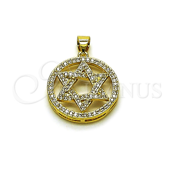 Dije Religioso 05.459.0003 Oro Laminado, Diseño de Estrella de Davi, con Zirconia Cubica Blanca, Pulido, Tono Dorado