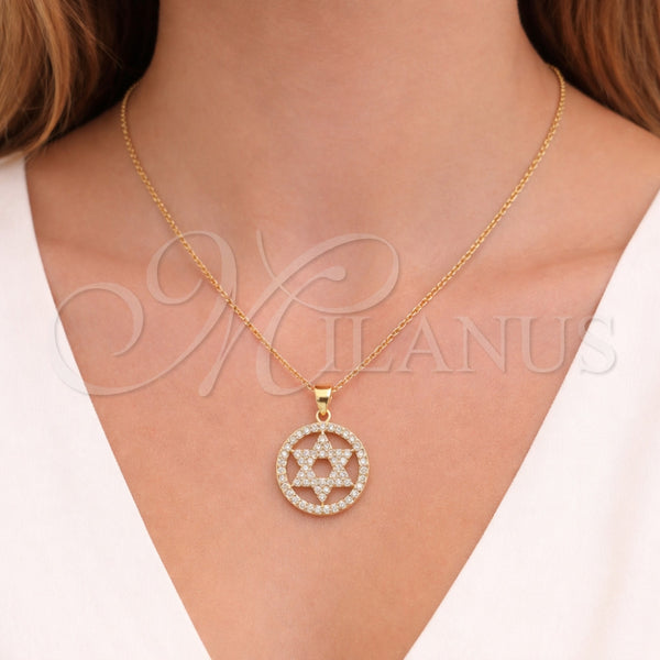 Dije Religioso 05.459.0002.1 Oro Laminado, Diseño de Estrella de Davi, Pulido, Tono Dorado