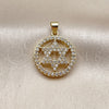 Dije Religioso 05.459.0002.1 Oro Laminado, Diseño de Estrella de Davi, Pulido, Tono Dorado