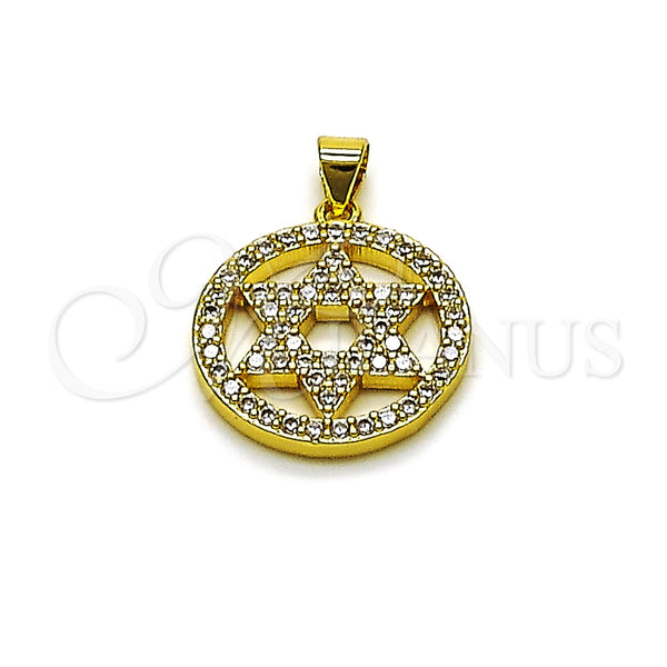 Dije Religioso 05.459.0002.1 Oro Laminado, Diseño de Estrella de Davi, Pulido, Tono Dorado