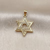 Dije Religioso 05.459.0005 Oro Laminado, Diseño de Estrella de Davi, con Micro Pave Blanca, Pulido, Tono Dorado