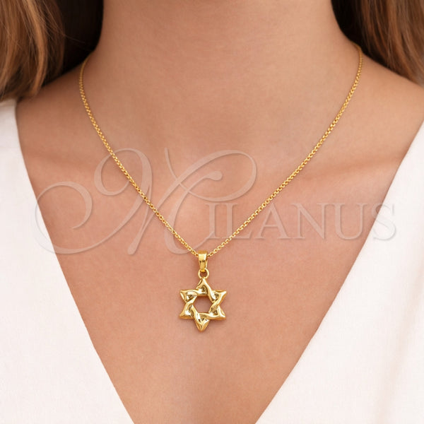 Dije Religioso 05.459.0007 Oro Laminado, Diseño de Estrella de Davi, Pulido, Tono Dorado