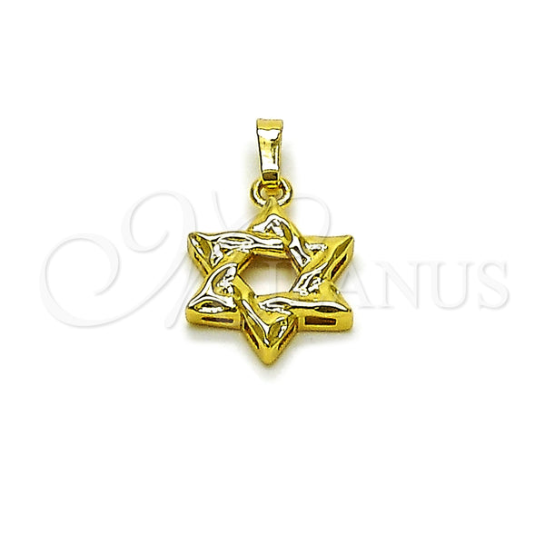 Dije Religioso 05.459.0007 Oro Laminado, Diseño de Estrella de Davi, Pulido, Tono Dorado