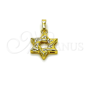 Dije Religioso 05.459.0007 Oro Laminado, Diseño de Estrella de Davi, Pulido, Tono Dorado