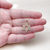 Dije Religioso 05.459.0009 Oro Laminado, Diseño de Estrella de Davi, con Zirconia Cubica Blanca, Pulido, Tono Dorado