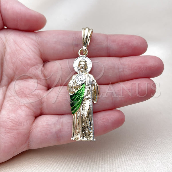 Dije Religioso 05.196.0018 Oro Laminado, Diseño de San Judas, Pulido, Tres Tonos