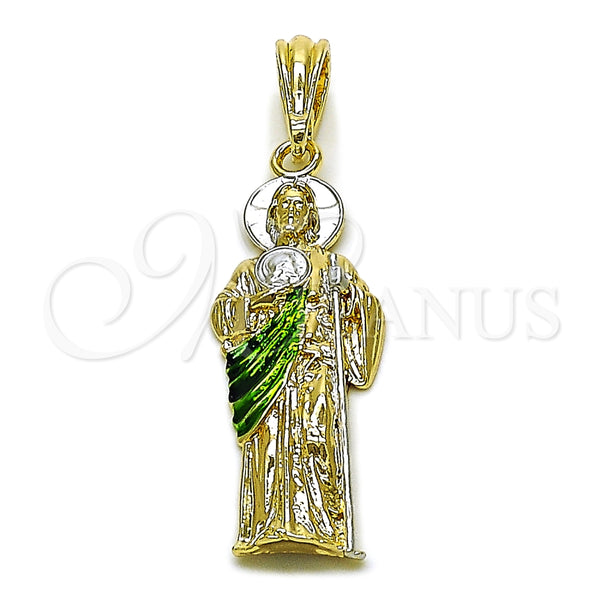 Dije Religioso 05.196.0018 Oro Laminado, Diseño de San Judas, Pulido, Tres Tonos