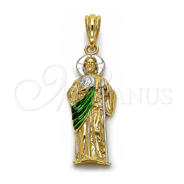 Dije Religioso 05.196.0018 Oro Laminado, Diseño de San Judas, Pulido, Tres Tonos