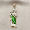 Dije Religioso 05.196.0019 Oro Laminado, Diseño de San Judas, Pulido, Tres Tonos