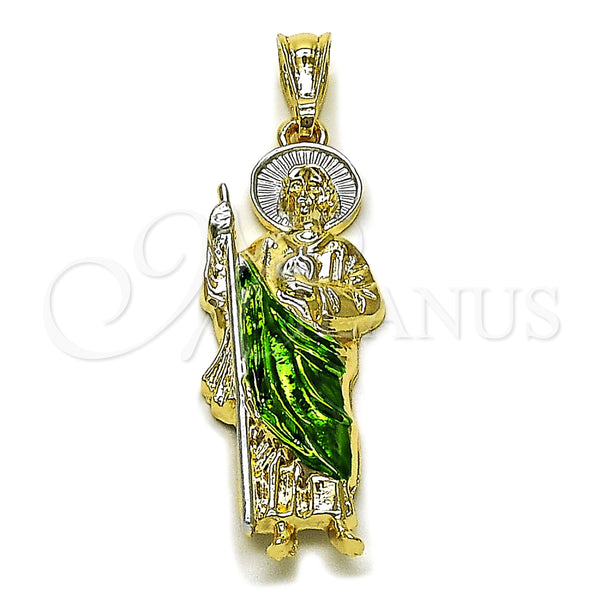 Dije Religioso 05.196.0019 Oro Laminado, Diseño de San Judas, Pulido, Tres Tonos