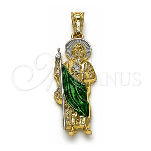 Dije Religioso 05.196.0019 Oro Laminado, Diseño de San Judas, Pulido, Tres Tonos