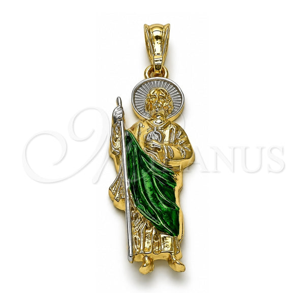 Dije Religioso 05.196.0019 Oro Laminado, Diseño de San Judas, Pulido, Tres Tonos