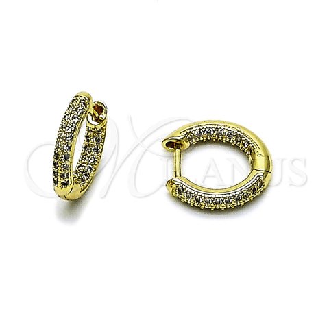 Argolla Huggie 02.213.0935.16 Oro Laminado, con Zirconia Cubica Blanca, Pulido, Tono Dorado