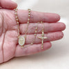 Rosario Fino 09.213.0077.18 Oro Laminado, Diseño de Guadalupe y Crucifijo, con Zirconia Cubica Blanca, Pulido, Tono Dorado