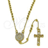 Rosario Fino 09.213.0078.18 Oro Laminado, Diseño de Guadalupe y Crucifijo, con Zirconia Cubica Blanca, Pulido, Tono Dorado
