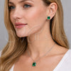 Juego de Arete y Dije de Adulto 10.460.0002.1 Rodio Laminado, Diseño de Rolo, con Zirconia Cubica Verde, Pulido, Rodinado