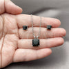 Juego de Arete y Dije de Adulto 10.460.0002.2 Rodio Laminado, Diseño de Rolo, con Zirconia Cubica Negro, Pulido, Rodinado
