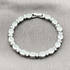 Pulsera Tennis 03.206.0004.15.07 Rodio Laminado, Diseño de Cluster, con Zirconia Cubica Blanca, Pulido, Rodinado (Grosor 06 MM, 7 Pulgadas de Largo)