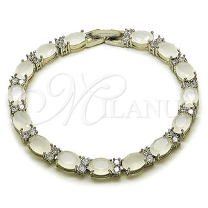 Pulsera Tennis 03.206.0004.15.07 Rodio Laminado, Diseño de Cluster, con Zirconia Cubica Blanca, Pulido, Rodinado (Grosor 06 MM, 7 Pulgadas de Largo)