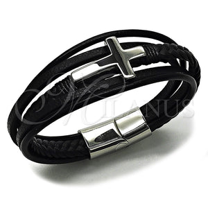Pulsera Elegante 03.462.0005.09 Acero Inoxidable, Diseño de Cruz, Pulido, Tono Plateado (Grosor 24 MM, 9 Pulgadas de Largo)