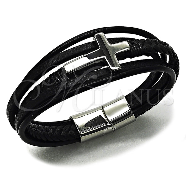 Pulsera Elegante 03.462.0005.09 Acero Inoxidable, Diseño de Cruz, Pulido, Tono Plateado (Grosor 24 MM, 9 Pulgadas de Largo)