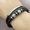 Pulsera Elegante 03.462.0006.09 Acero Inoxidable, Cuero Negro, Tono Plateado (Grosor 22 MM, 9 Pulgadas de Largo)