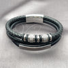 Pulsera Elegante 03.462.0006.09 Acero Inoxidable, Cuero Negro, Tono Plateado (Grosor 22 MM, 9 Pulgadas de Largo)