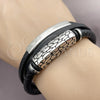 Pulsera Elegante 03.462.0015.09 Acero Inoxidable, Diseño de Con Nombre, Cuero Negro, Tono Plateado (Grosor 22 MM, 9 Pulgadas de Largo)