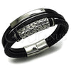 Pulsera Elegante 03.462.0015.09 Acero Inoxidable, Diseño de Con Nombre, Cuero Negro, Tono Plateado (Grosor 22 MM, 9 Pulgadas de Largo)
