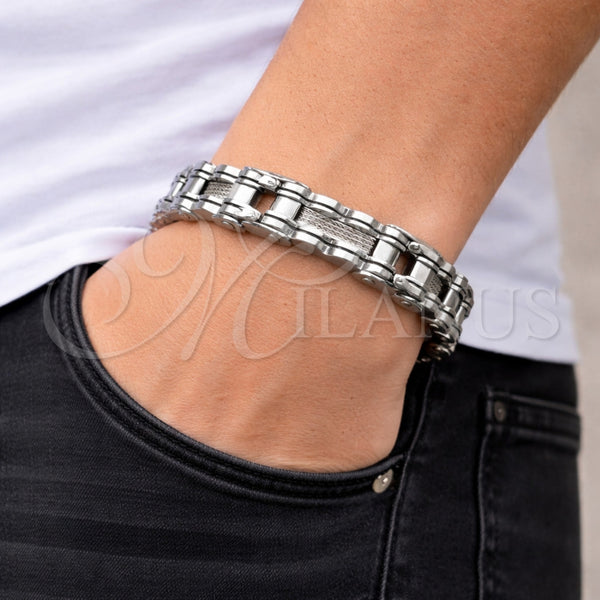 Pulsera Solida 03.461.0001.09 Acero Inoxidable, Pulido, Tono Plateado (Grosor 14 MM, 9 Pulgadas de Largo)