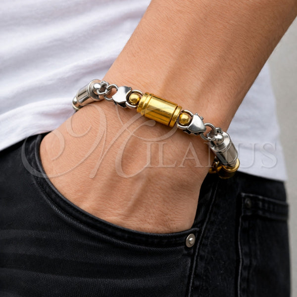 Pulsera Solida 03.461.0002.09 Acero Inoxidable, Pulido, Dos Tonos (Grosor 09 MM, 9 Pulgadas de Largo)