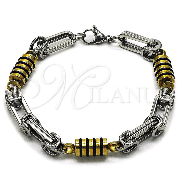 Pulsera Solida 03.461.0004.1.09 Acero Inoxidable, Pulido, Dos Tonos (Grosor 08.7 MM, 9 Pulgadas de Largo)