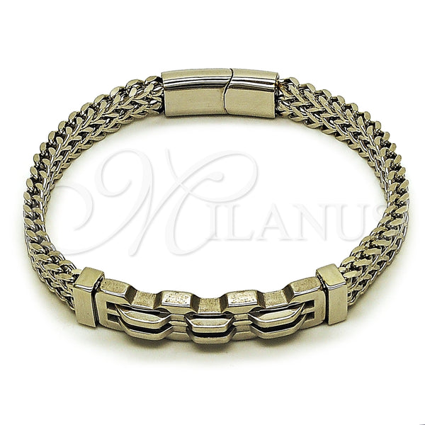 Pulsera Solida 03.461.0005.09 Acero Inoxidable, Diseño de Square Franco, Pulido, Tono Plateado (Grosor 10.1 MM, 9 Pulgadas de Largo)