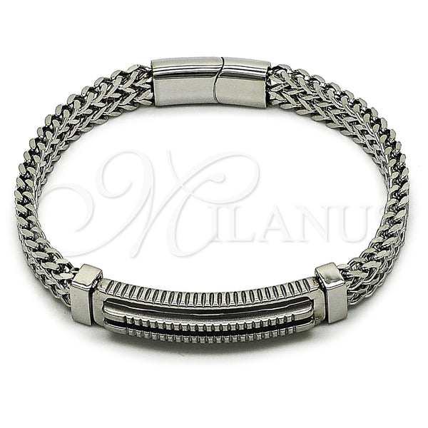 Pulsera Solida 03.461.0007.09 Acero Inoxidable, Diseño de Square Franco, Pulido, Tono Plateado (Grosor 10 MM, 9 Pulgadas de Largo)