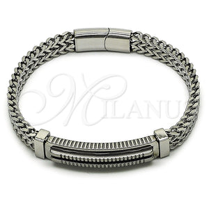 Pulsera Solida 03.461.0007.09 Acero Inoxidable, Diseño de Square Franco, Pulido, Tono Plateado (Grosor 10 MM, 9 Pulgadas de Largo)